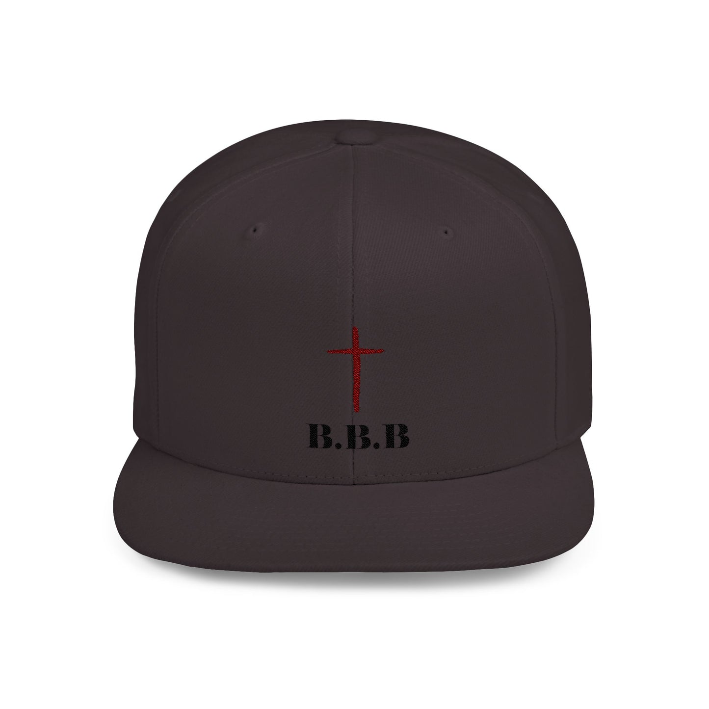 Faith-Inspired Flat Bill Snapback Hat with Cross & B.B.B.