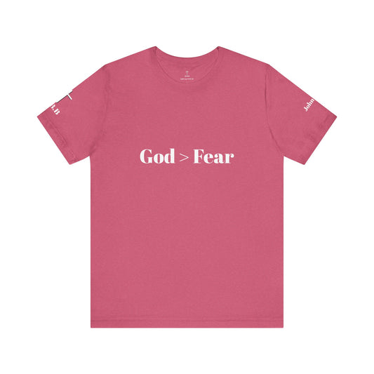 Jehovah Inspirational Unisex Jersey Tee - 'God > Fear'