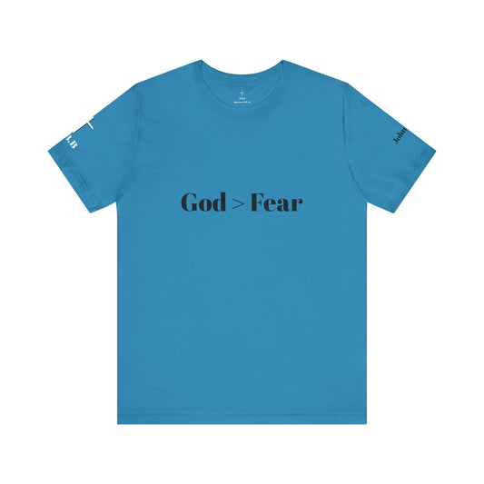 Jehovah Inspirational Unisex Jersey Tee - 'God > Fear'