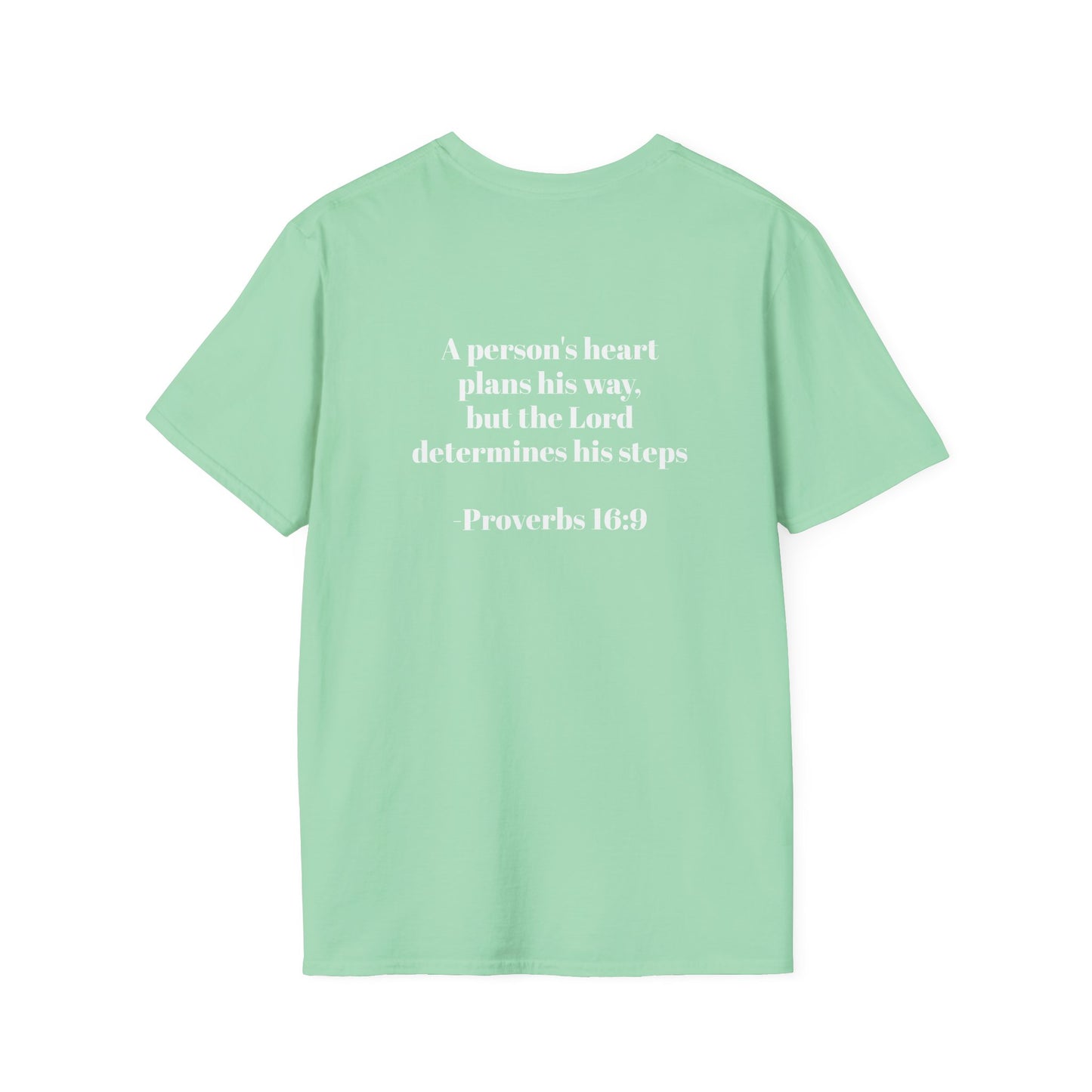 Inspirational Unisex Softstyle T-Shirt - Proverbs 16:9 - Faith & Motivation