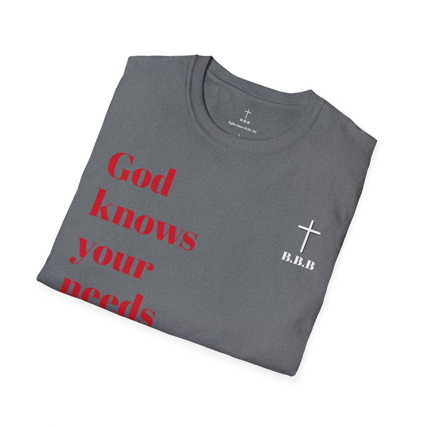 Unisex T-Shirt - "God Knows Your Needs" & Matthew 6:33