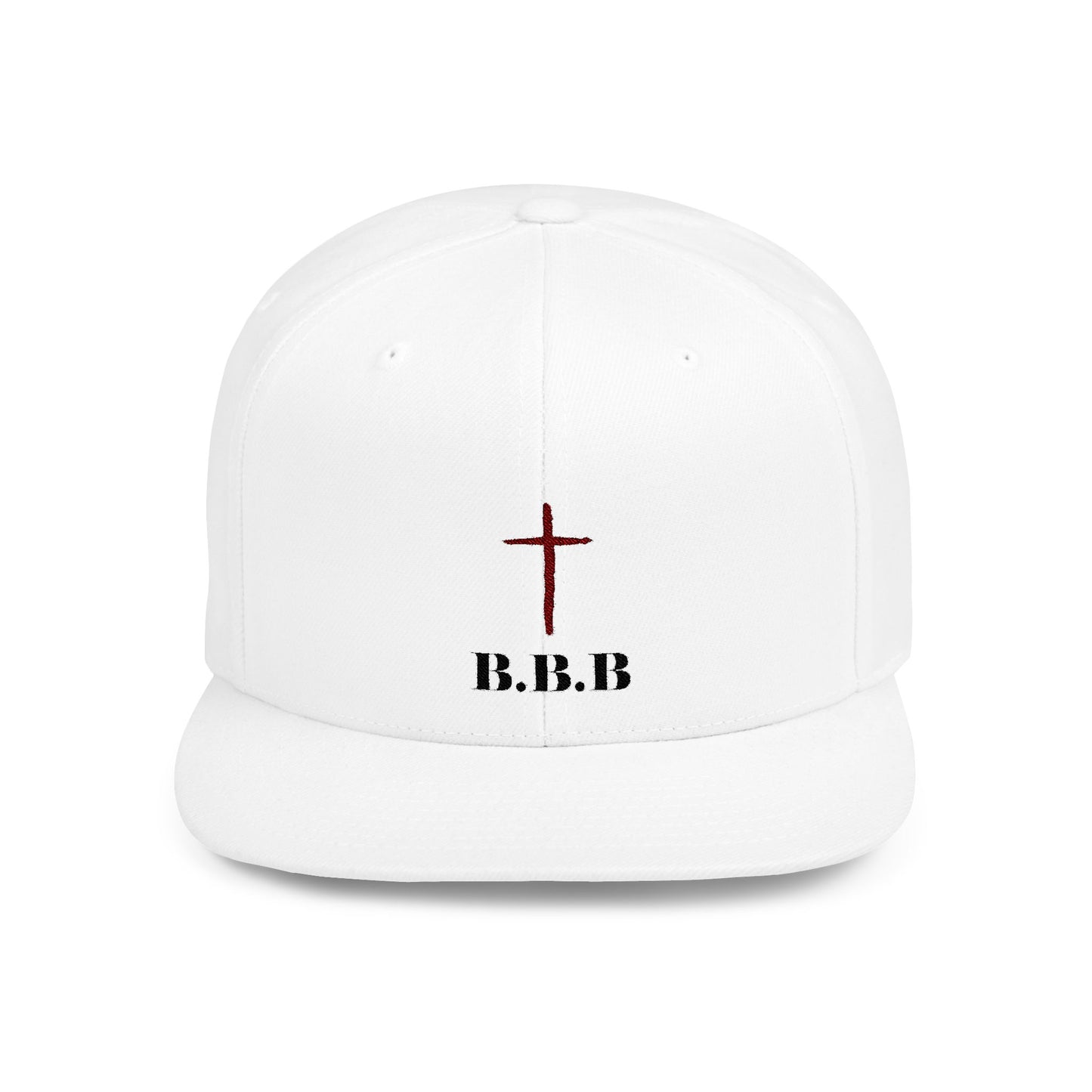 Faith-Inspired Flat Bill Snapback Hat with Cross & B.B.B.