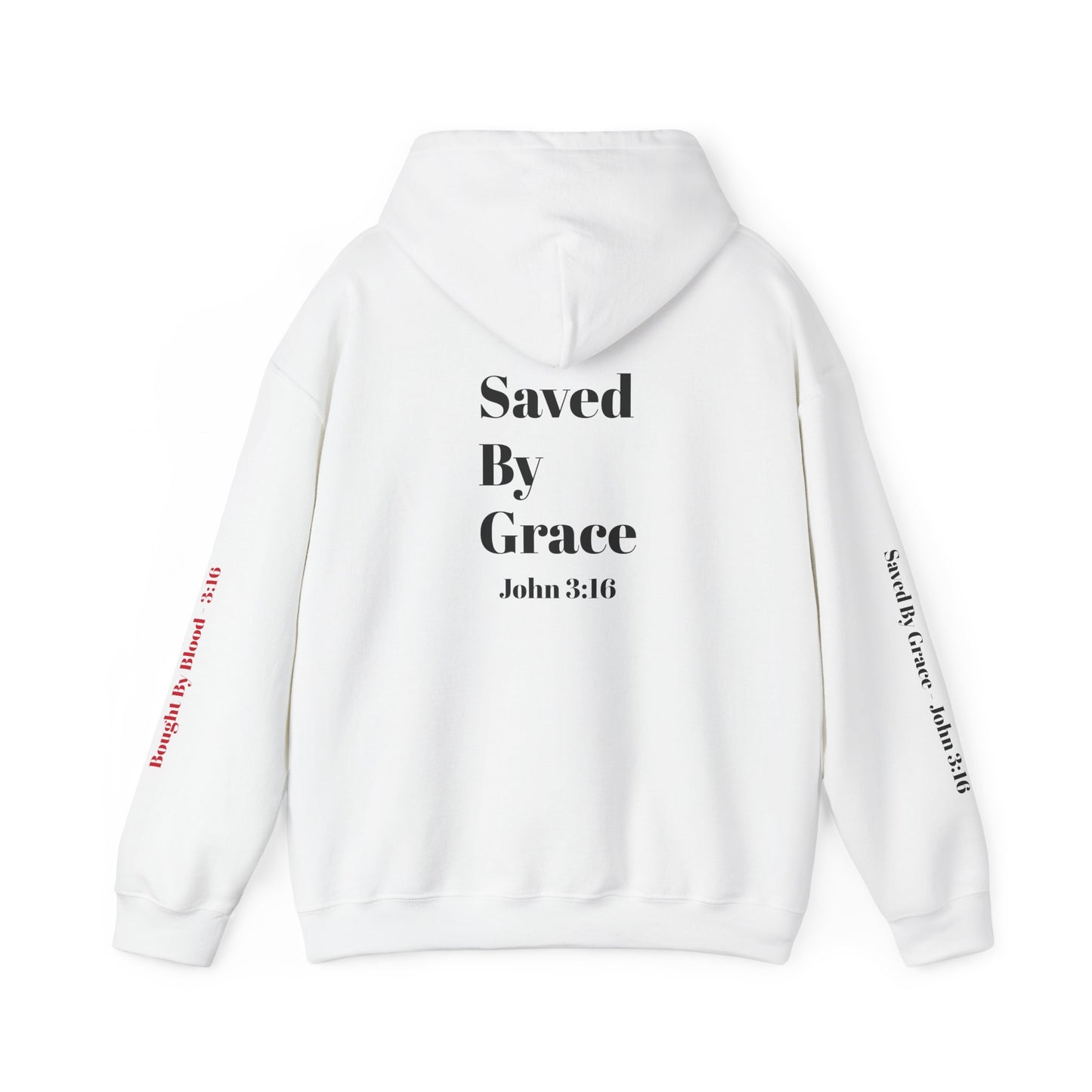 Faith-Inspired Unisex Heavy Blend Hooded Sweatshirt - 'Bought By Blood' & 'Saved By Grace'