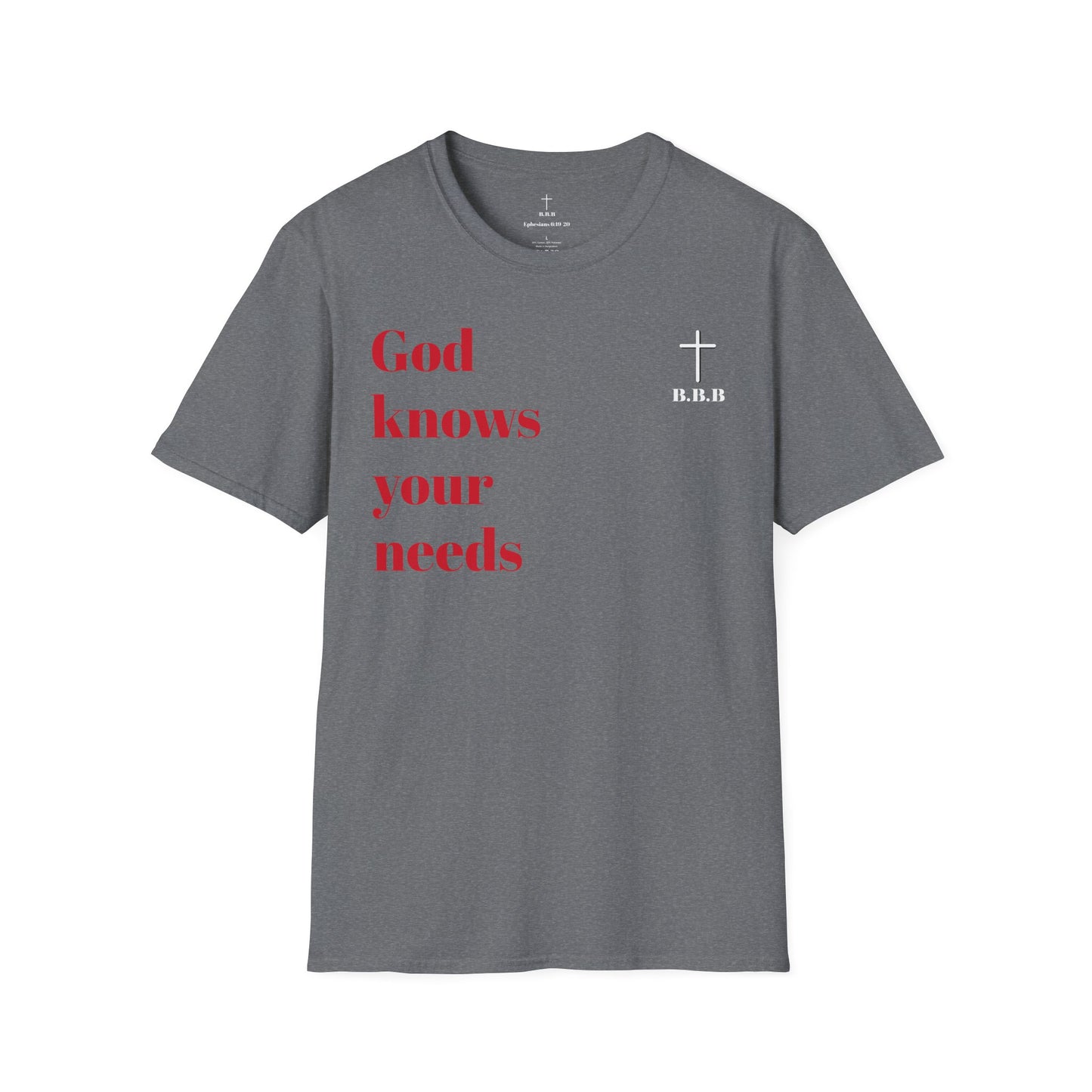 Unisex T-Shirt - "God Knows Your Needs" & Matthew 6:33