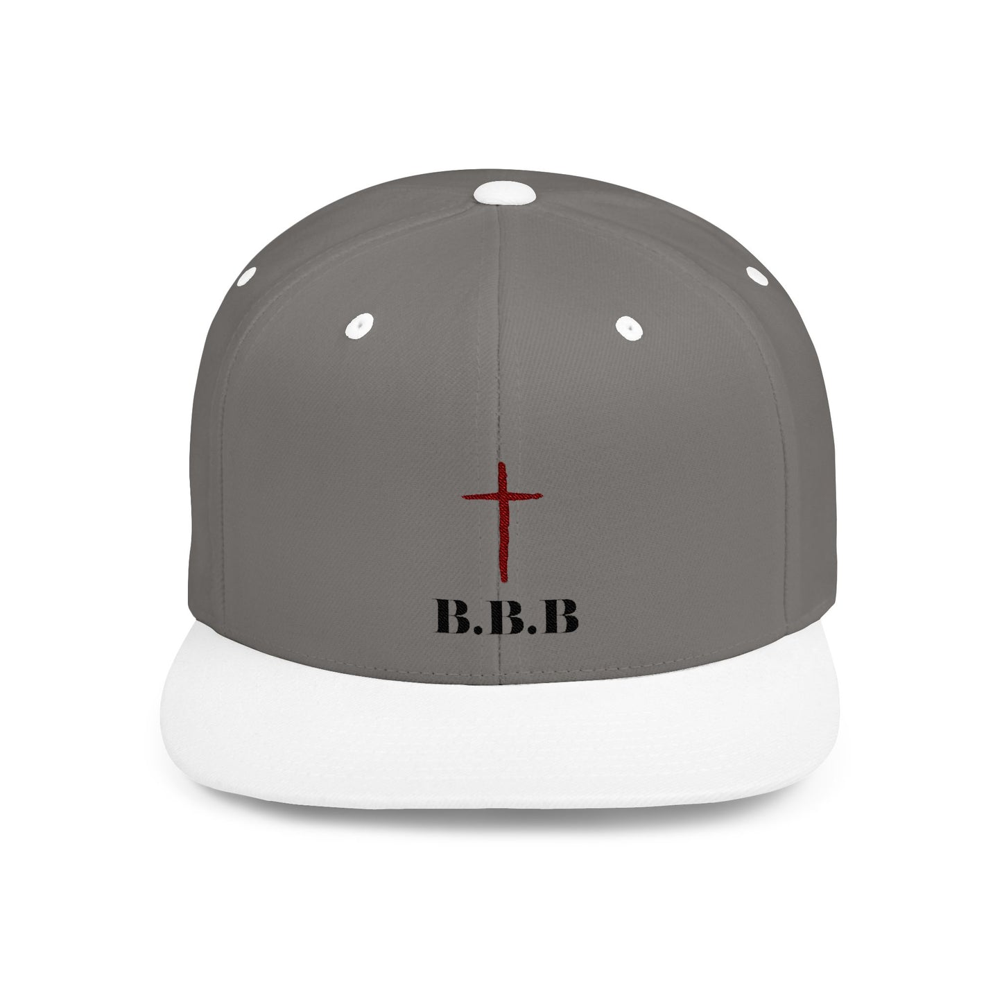 Faith-Inspired Flat Bill Snapback Hat with Cross & B.B.B.