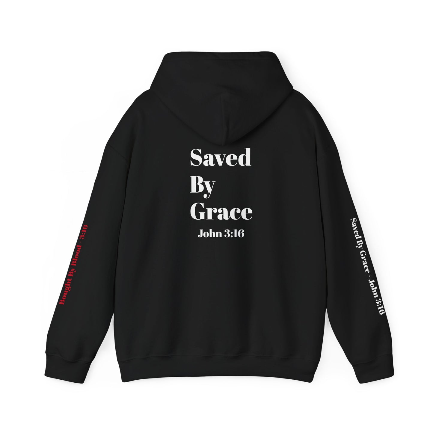 Faith-Inspired Unisex Heavy Blend Hooded Sweatshirt - 'Bought By Blood' & 'Saved By Grace'