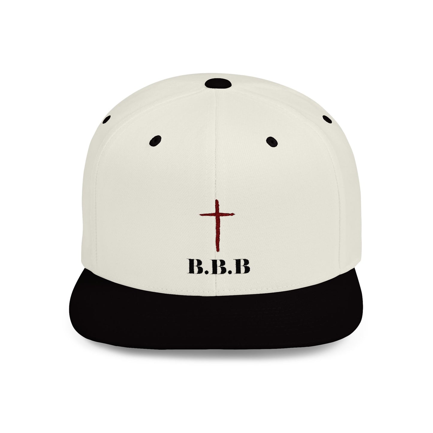 Faith-Inspired Flat Bill Snapback Hat with Cross & B.B.B.